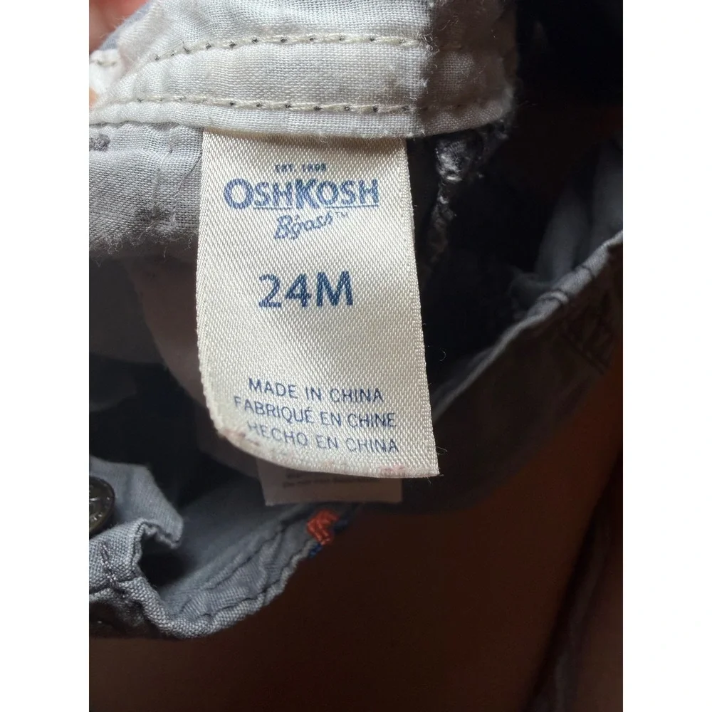 OshKosh B'gosh Baby Overalls 24M Gray Space Rocket Planet Embroidered Cotton